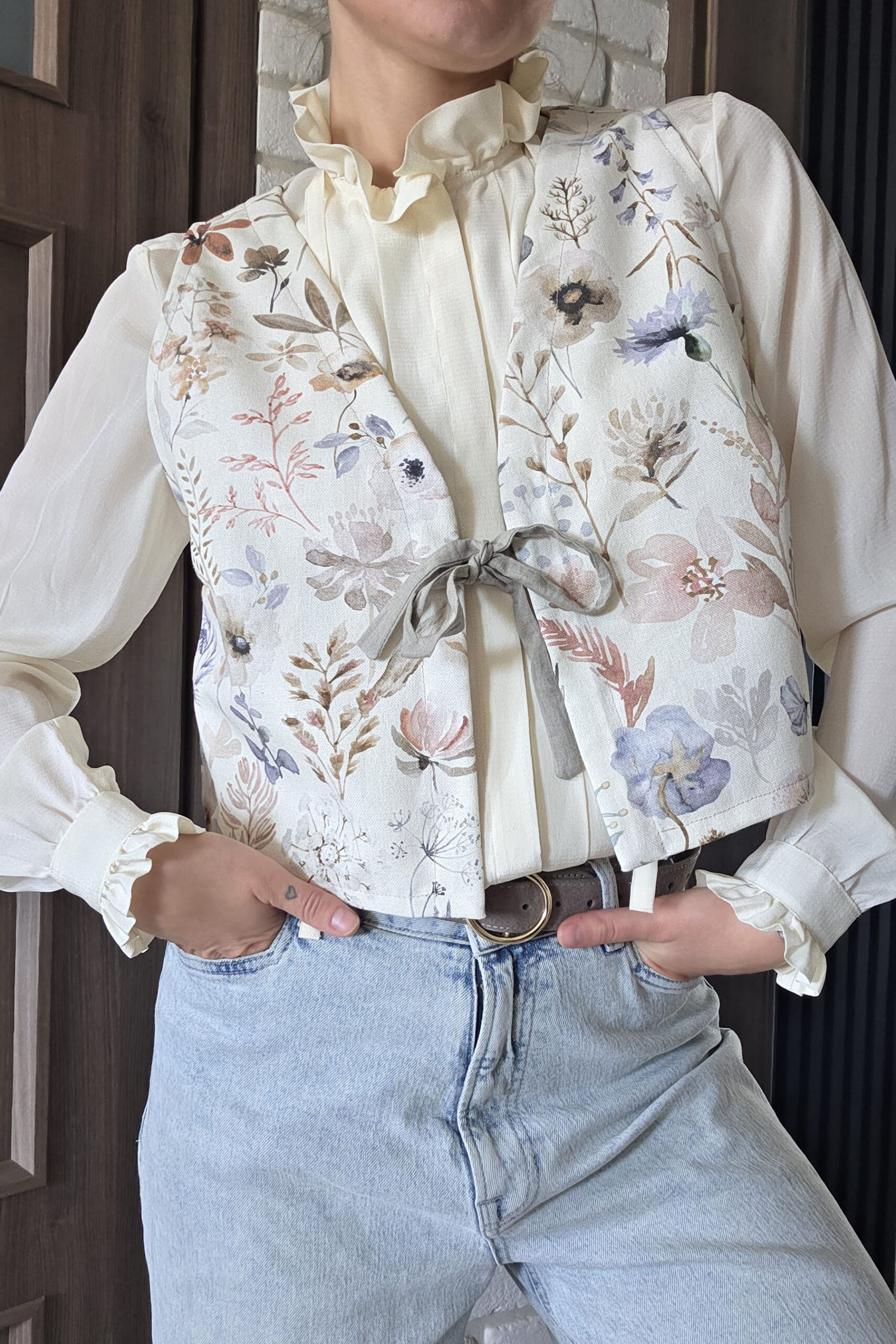 Bawełniana kamizelka kwiaty łąkowe - obrazek 2